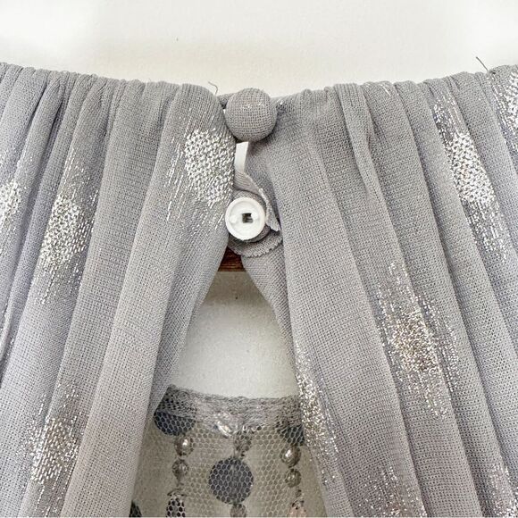 Adrianna Papell E Red Carpet Knot Front Metallic Mesh Gown Silver Size 14 - Picture 14 of 16